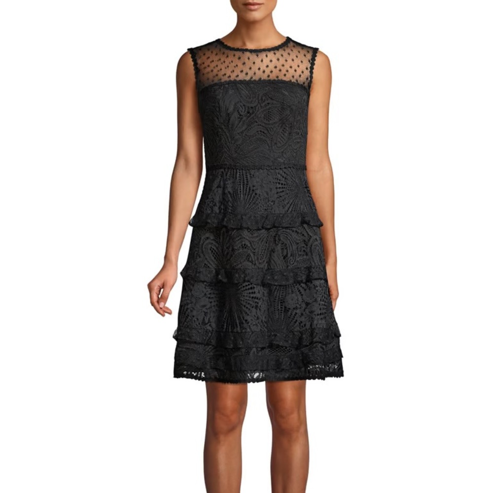 NWT Lilly Pulitzer black Kasee dress size 00 floral loopy lace